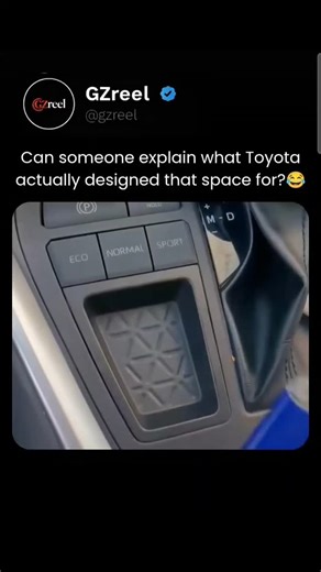 GZreel | The video humorously demonstrates a small rectangular compartment in a Toyota vehicle's center console, located next to the gear shift and... | Instagram