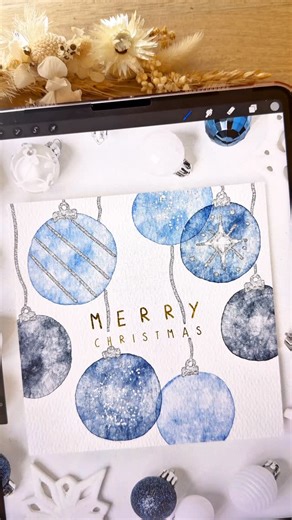 Brush with Bree | Procreate Brushes & Digital Art on Instagram: "Learn how to draw a winter Christmas bauble ornament on procreate with the quick and easy procreate tutorial 🎄🎁 ❄️ then turn your illustration into a Christmas greeting card on procreate! Watch me draw a winter bauble ornament using our realistic watercolour brushes and glitter brushes for procreate which are perfect for digital artists, procreate beginners, and creatives looking for professional brushes, natural watercolor textu