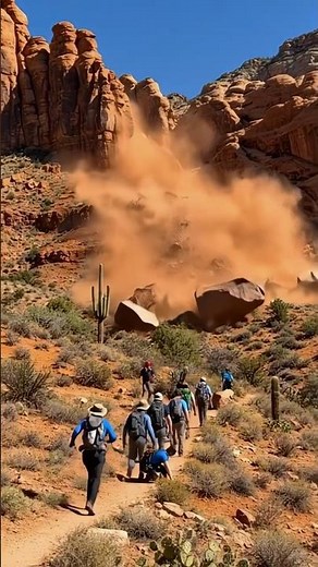 Massive Rockslide Hikers Witness Incredible Falling Rocks!