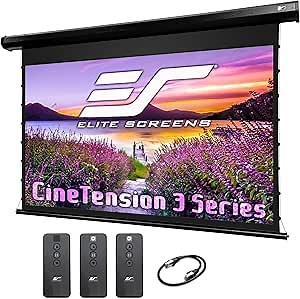 Elite Screens CineTension 3 Projector Screen, 110-inch 16:9, Indoor Electric Motorized ISF Material Tab Tension Home Theater Automatic Front Projection Movie Office Presentations, TE110HW3, Black