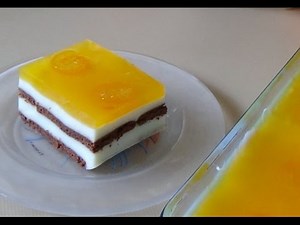 Γλυκό ψυγείου με κρέμα, μπισκότα και ζελέ πορτοκάλι! Jelly slice with biscuits and orange!