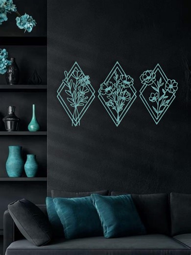 Diamond Flower Frame SVG: Geometric Floral Line Art (digital Download) - Etsy