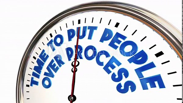 Time to Put People Over Process Clock Prioritize Teams Employees Manage Focus Top Values 3d Animation