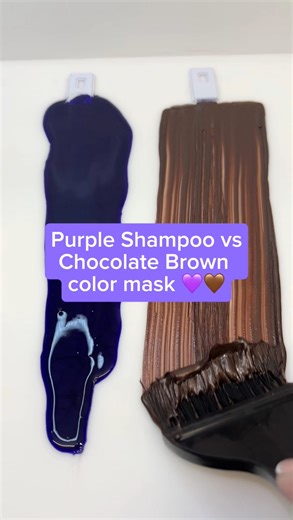 Pallure Hair Care on Instagram: "Purple shampoo vs Chocolate Brown color mask! 💜🤎 What’s the difference? 🤔 Our G.O.A.T Blonde Shampoo is a purple pigmented toning shampoo that neutralizes yellow tones in blonde hair. The Chocolate Brown Color Pigment Refresher is a color mask that deposits a vibrant brown color that can last up to 20 washes. Both are great for blonde hair!"