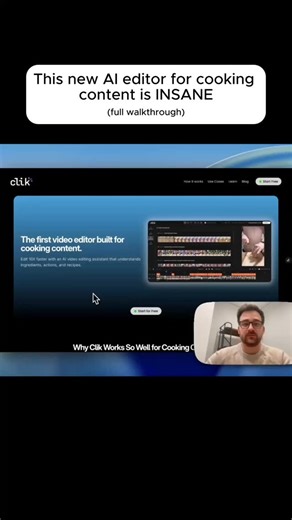 Conner on Instagram: "Tired of spending countless hours editing your cooking videos? Comment "create more" and I'll send you the link to try Clik for free! Full 14-min walkthrough on my Youtube that covers these topics: Effortless Project Setup: See how to create new projects and upload all your raw footage quickly, even while you're busy with other tasks. Intelligent Video Briefing: Learn to guide Clik's AI with specific instructions on video style, duration, pacing, and content to include or e