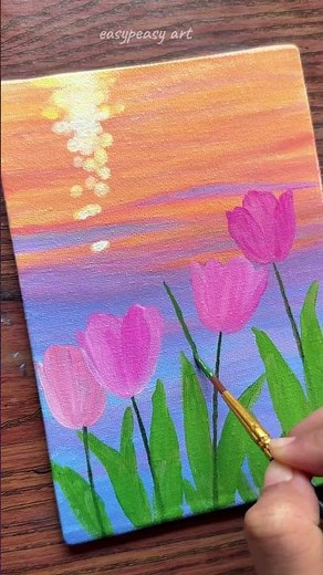 Tulip painting for beginners/ acrylic painting tutorial #painting