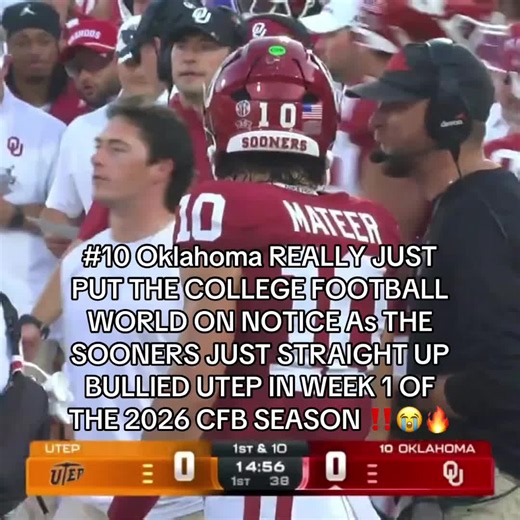 Oklahoma vs UTEP Week 1 2026 Final Score: Oklahoma 51-0 UTEP