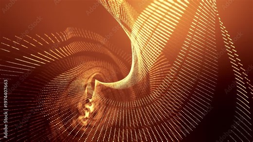 3d render VJ Loop particles Golden vortex of ember particles, d render vj loop with intense spiral motion, radiant streaks and sparks forming cosmic whirl, warm cinematic tone, festival projection