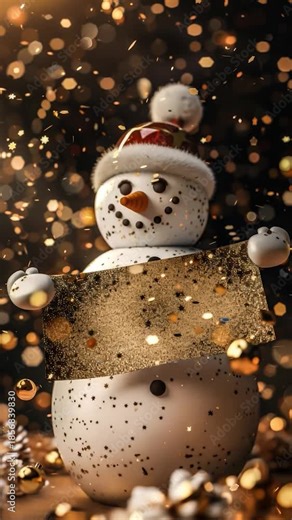 Video A snowman holding a sign in the snow, perfect for winter-themed projects