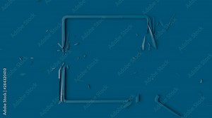 Abstract design of broken blue rectangular frame, slow motion destruction animation, cracked shape. 3d rendering. 4K, Ultra HD resolution Stock Video