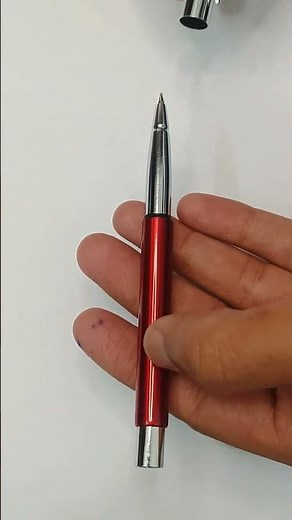 Metallic Glossy Red Ball Pen with Silver Cap – Elegant Openable Design | Smooth Blue Ink Writing