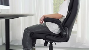 Big and Tall Office Chair 450lbs Heavy Duty Ergonomic Executive Desk Chair with Adjustable Lumbar Support High Back Home Computer Leather Chair with Padded Flip-up Arms for Heavy People Black