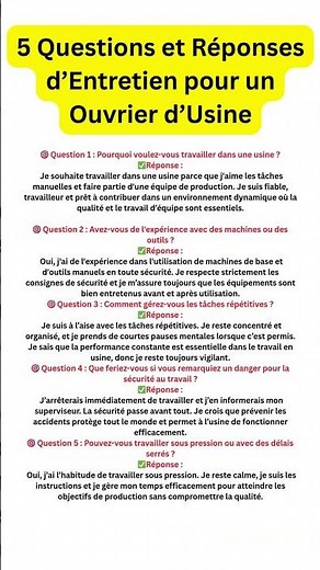 Top 5 Questions d’Entretien pour un Ouvrier d’Usine avec Réponses