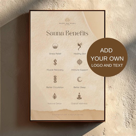 Custom Sauna Benefits Poster With Logo, Branded Spa Wall Art for Hotel, Retreat & Wellness Studio, Personalized Sauna Sign Printable - Etsy UK