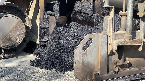 Asphalting paving roller. pairing works. Vibrator compactor machine on roadworks. Asphalt road roller on road construction. Road Construction Equipment. Vibration Stock Video