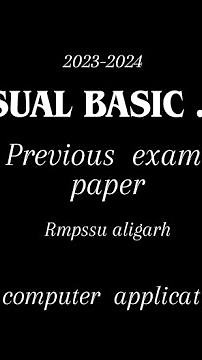 RMPRMPSSU BCA 5th Sem: Visual Basic .NET Previous Year Question Paper (2023-24) | BCA Exam 2024
