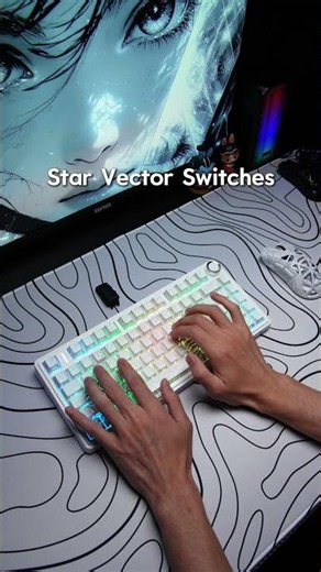 AULA F75 Contour White Typing Sound with Star Vector Switches#shorts