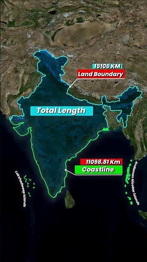 India's Boundary length through map animation ⛰️ #geography #indiangeography #mapanimation