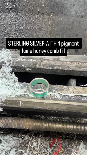 To make the lume on the sterling silver we combined 4 different lume pigments. 10% green. 60% aqua. 20% blue and 10% blue water. The addition of green amplified the glow intensity and duration considerably where the addition of blue and blue water tamed the green color back to an aqua teal. | RuneRefinery