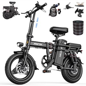 Aairsk Folding Electric Bike for Adults,14" E-Bike,748W Peak Motor, 48V15Ah Removable Battery,22 MPH Max Speed, 40 Miles Range, UL 2849 Certified