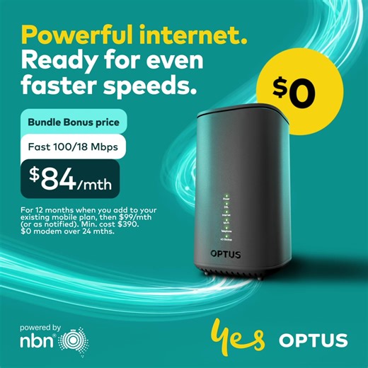 Don’t let your internet hold you back. Our new nbn® plans come with a powerful Wi-Fi 6 modem included at no extra cost when you stay for 24 months. It’s built for high-speed internet and a reliable connection ready for that next big meeting. 100/18Mbps Typical Busy Period Speeds. Actual speeds may vary and are limited by plan speed, modem and in-home set-up. T&Cs and eligibility criteria apply. | Optus | Facebook