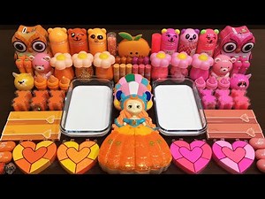 Pink vs Orange | Mixing Makeup and Beads into Slime ASMR! Satisfying Slime Videos #551