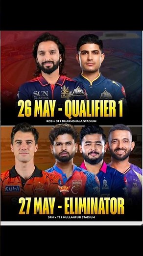 IPL 2026 Playoff Schedule OUT 🚨 RCB vs GT Qualifier 1 | Eliminator Battle 🔥#ipl #qualifier #shorts