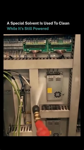 CertifiedExpert on Instagram: "Live cleaning electronics looks reckless at first glance, liquid sprayed directly onto exposed chips, wiring, and delicate circuitry. But this method is actually a real maintenance technique used to clean energized hardware without shutting systems down. The solvent is non-conductive, meaning electricity can’t travel through it, so technicians can flush dust, flux, oils, and residue off boards while the system continues running. It restores thermal performance, pre