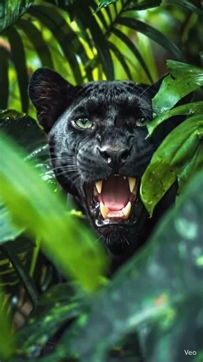 A panther is growling in the jungle.🌿#animalshorts #viral