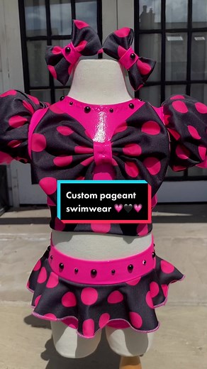 Custom natural pageant swimwear 💗🖤💗 #fyp #foryoupage #glitzpageants #costumedesign #sewing #pageantwear #pageantmom #dancewear #pageantkid