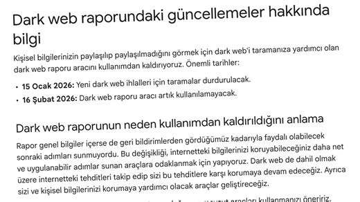 Google, "Dark web raporu" aracını kapatma kararı aldı