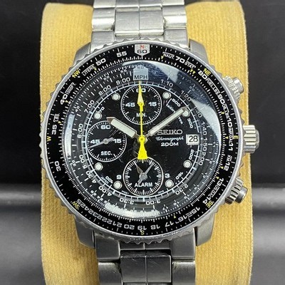 RARE Seiko Pilot Flight master SNA411P1 Chronograph 7T62-0EB0 Black Dial Watch | eBay