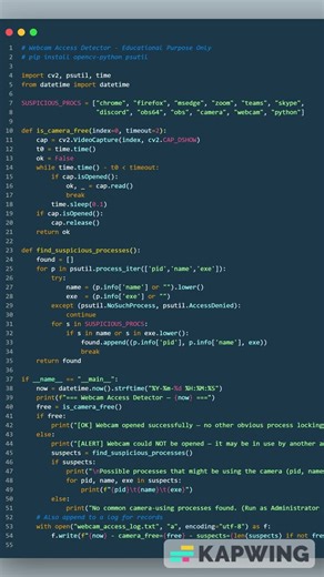 Your Camera Might Be Hacked Right Now 👀 Python Webcam Detector