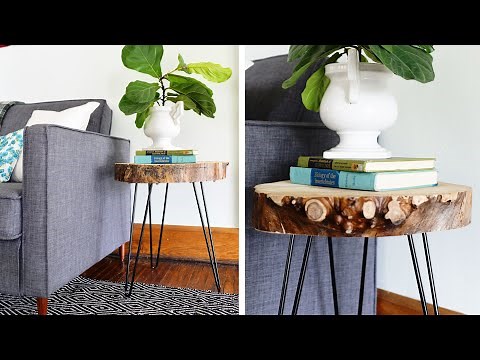 DIY Wood Slab Side Table With Hairpin Legs
