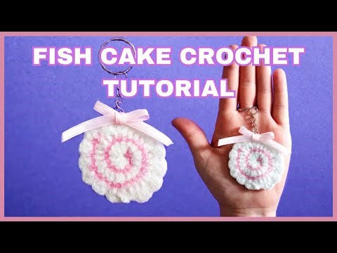 Crochet Narutomaki (fish cake) Keychain | Ramen Series