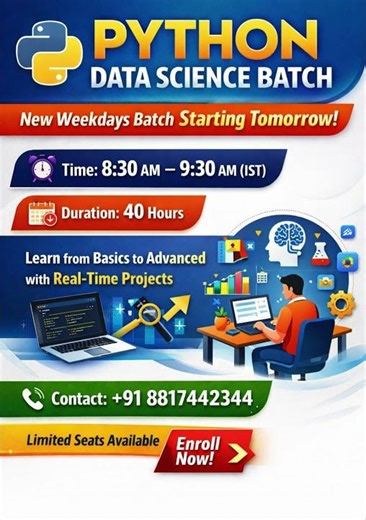 🔥 Python Data Science Course 🐍 | New Batch Starting Soon | Duration 30 Hours | Enroll Now #python
