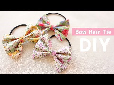 【縫わない🎀】簡単♪リバティ布リボンヘアゴムの作り方 DIY/ハンドメイドアクセサリー/キッズ/NO-SEW How to make easy bow hair tieはぎれ