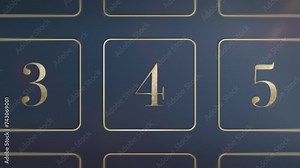Door number 4 four opening calendar reveal, updateable green screen revealing transition sting, 3D gold xmas festive golden numbered doors shiny video, Christmas Advent Calendar animation Stock Video