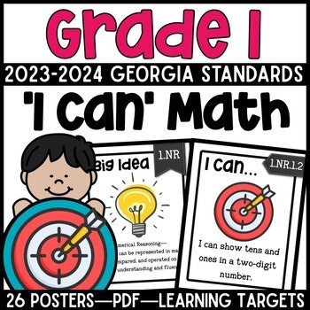 Grade 1 Georgia Math Standards 2023–2024 | I Can Posters   Teacher Checklist