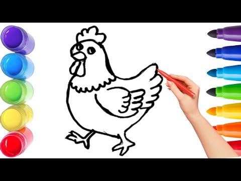 How To Draw cute hen Drawing, Painting & Coloring For Kids and Toddlers_ Child Art 🐋🌈🎨