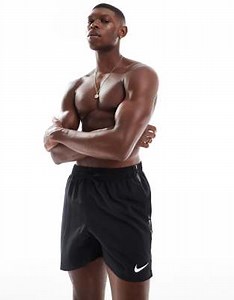 Nike Lap 5 inch Volley logo tape swim shorts in black | ASOS