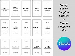 Editable Pantry Label Templates: Kitchen Organization Stickers (canva Printable, 4 Sizes) - Etsy Australia
