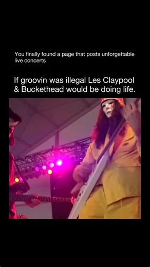 Unforgettable Concerts on Instagram: "Les Claypool and Buckethead are two of the most unique and technically gifted musicians in modern rock, each known for redefining what their instruments can do. Claypool, the mastermind behind Primus, built his reputation on eccentric bass lines, strange rhythms, and a playful, experimental style. Buckethead, the masked guitar virtuoso, blends metal, funk, and avant-garde sounds with incredible speed and precision. When they work together, their skills fuse 