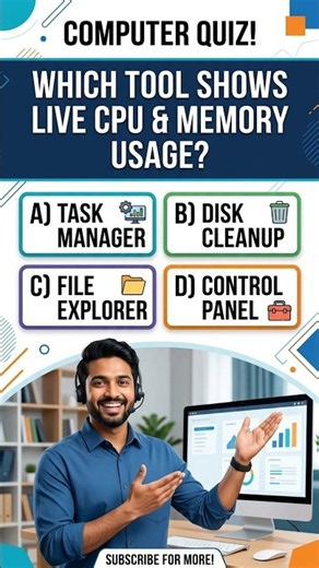 Windows Operating System MCQs # 20 | Task Manager Performance Monitoring in Windows OS