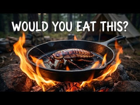 POV Camp Cooking | I Cooked a Giant Cockroach in the Forest