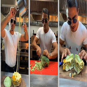 34K views · 360 reactions | Salt Bae makes a Vegetarian Burger Chef Nusret | King Food | Facebook