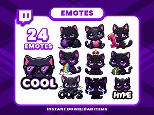 24 Black Cat Animated Emotes, Twitch Emotes, Black Cat GIF Emotes for Streaming, Emotes for Discord, High-quality Animated Emote Pack - Etsy UK