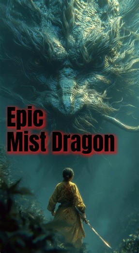 A masked heroine, wielding a gleaming sword, bravely confronts a dragon shrouded in mist in an ancient forest, thus beginning an eternal legend of courage and mythical conflict. #Dragon #ChineseDragon #Duel #Mythology #chinesemythology