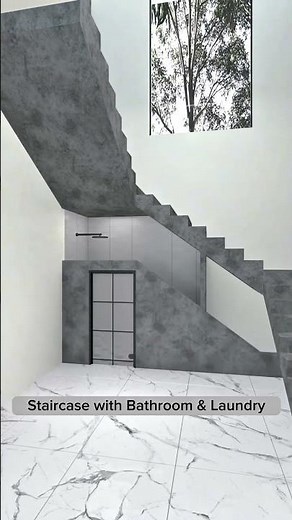 Space-Smart Three-Run Staircase with Bathroom & Laundry#SmartStaircase #ThreeRunStaircase