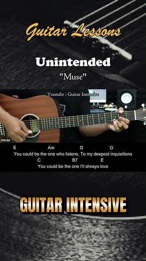 20K views · 160 reactions | Unintended - Muse - Easy Guitar Chords #unintended #muse #guitarintensive #acousticguitar #acousticcover #acoustic #tutorialgitarmudah #tutorialgitar #easychords | Guitar Intensive | Facebook